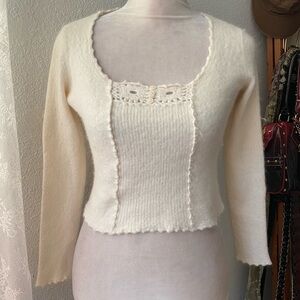 White Soft Knit Cropped Sweater